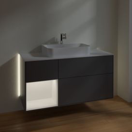 Тумба под раковину Villeroy & Boch Finion 120х50,1 см с подсветкой МДФ антрацит матовый лак/стекло белое матовое G411MTGK