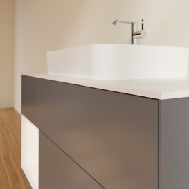 Тумба под раковину Villeroy & Boch Finion 120х50,1 см с подсветкой МДФ антрацит матовый лак/стекло белое матовое G411MTGK