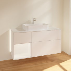 Тумба под раковину Villeroy & Boch Finion 120х50,1 см с подсветкой МДФ белый матовый лак/стекло белое матовое G411MTMT