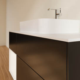 Тумба под раковину Villeroy & Boch Finion 120х50,1 см с подсветкой МДФ черный матовый лак/стекло белое матовое G411MTPD