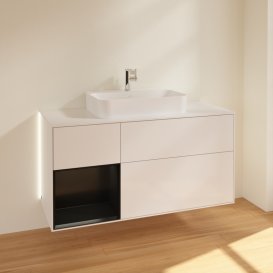 Тумба под раковину Villeroy & Boch Finion 120х50,1 см с подсветкой МДФ глянцевый белый лак/стекло белое матовое G411PDGF