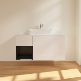 Тумба под раковину Villeroy & Boch Finion 120х50,1 см с подсветкой МДФ глянцевый белый лак/стекло белое матовое G411PDGF