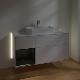 Тумба под раковину Villeroy & Boch Finion 120х50,1 см с подсветкой МДФ глянцевый белый лак/стекло белое матовое G411PDGF