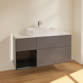 Тумба под раковину Villeroy & Boch Finion 120х50,1 см с подсветкой МДФ антрацит матовый лак/стекло белое матовое G411PDGK