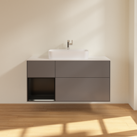 Тумба под раковину Villeroy & Boch Finion 120х50,1 см с подсветкой МДФ антрацит матовый лак/стекло белое матовое G411PDGK