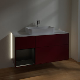 Тумба под раковину Villeroy & Boch Finion 120х50,1 см с подсветкой МДФ пион матовый лак/стекло белое матовое G411PDHB