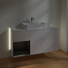 Тумба под раковину Villeroy & Boch Finion 120х50,1 см с подсветкой МДФ белый матовый лак/стекло белое матовое G411PDMT