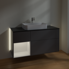 Тумба под раковину Villeroy & Boch Finion 120х50,1 см с подсветкой МДФ антрацит матовый лак/стекло черное матовое G412GFGK