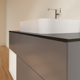 Тумба под раковину Villeroy & Boch Finion 120х50,1 см с подсветкой МДФ антрацит матовый лак/стекло черное матовое G412GFGK