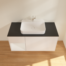 Тумба под раковину Villeroy & Boch Finion 120х50,1 см с подсветкой МДФ белый матовый лак/стекло черное матовое G412GFMT