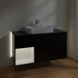 Тумба под раковину Villeroy & Boch Finion 120х50,1 см с подсветкой МДФ черный матовый лак/стекло черное матовое G412GFPD