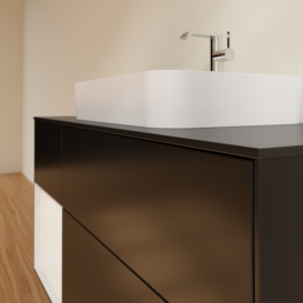 Тумба под раковину Villeroy & Boch Finion 120х50,1 см с подсветкой МДФ черный матовый лак/стекло черное матовое G412GFPD