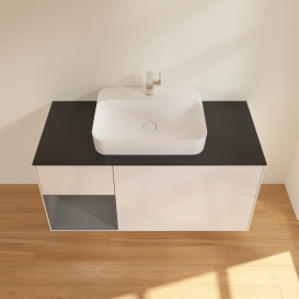 Тумба под раковину Villeroy & Boch Finion 120х50,1 см с подсветкой МДФ глянцевый белый лак/стекло черное матовое G412GKGF