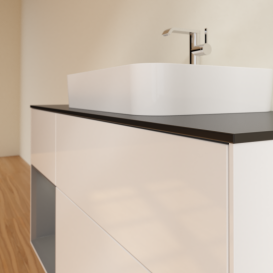 Тумба под раковину Villeroy & Boch Finion 120х50,1 см с подсветкой МДФ глянцевый белый лак/стекло черное матовое G412GKGF