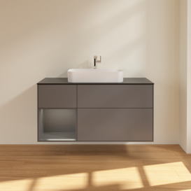 Тумба под раковину Villeroy & Boch Finion 120х50,1 см с подсветкой МДФ антрацит матовый лак/стекло черное матовое G412GKGK