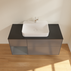 Тумба под раковину Villeroy & Boch Finion 120х50,1 см с подсветкой МДФ антрацит матовый лак/стекло черное матовое G412GKGK