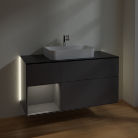 Тумба под раковину Villeroy & Boch Finion 120х50,1 см с подсветкой МДФ антрацит матовый лак/стекло черное матовое G412GKGK