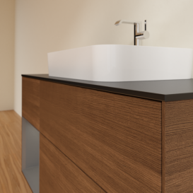 Тумба под раковину Villeroy & Boch Finion 120х50,1 см с подсветкой МДФ шпон грецкого ореха/стекло черное матовое G412GKGN