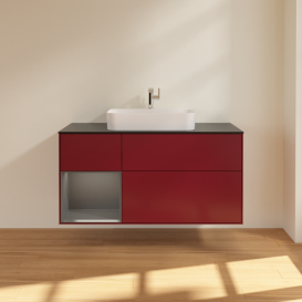 Тумба под раковину Villeroy & Boch Finion 120х50,1 см с подсветкой МДФ пион матовый лак/стекло черное матовое G412GKHB