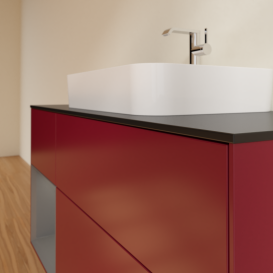 Тумба под раковину Villeroy & Boch Finion 120х50,1 см с подсветкой МДФ пион матовый лак/стекло черное матовое G412GKHB