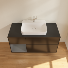 Тумба под раковину Villeroy & Boch Finion 120х50,1 см с подсветкой МДФ черный матовый лак/стекло черное матовое G412GKPD