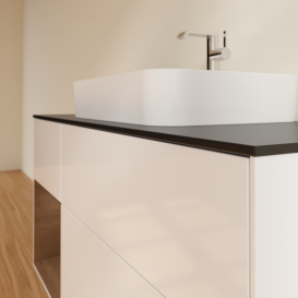 Тумба под раковину Villeroy & Boch Finion 120х50,1 см с подсветкой МДФ глянцевый белый лак/стекло черное матовое G412GNGF