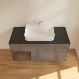 Тумба под раковину Villeroy & Boch Finion 120х50,1 см с подсветкой МДФ антрацит матовый лак/стекло черное матовое G412GNGK