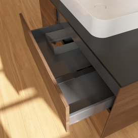 Тумба под раковину Villeroy & Boch Finion 120х50,1 см с подсветкой МДФ шпон грецкого ореха/стекло черное матовое G412GNGN