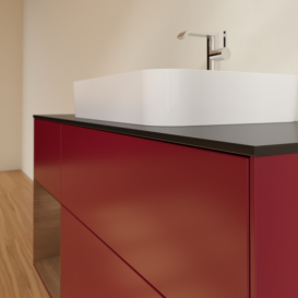 Тумба под раковину Villeroy & Boch Finion 120х50,1 см с подсветкой МДФ пион матовый лак/стекло черное матовое G412GNHB