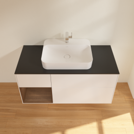 Тумба под раковину Villeroy & Boch Finion 120х50,1 см с подсветкой МДФ белый матовый лак/стекло черное матовое G412GNMT