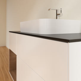 Тумба под раковину Villeroy & Boch Finion 120х50,1 см с подсветкой МДФ белый матовый лак/стекло черное матовое G412GNMT