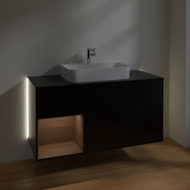 Тумба под раковину Villeroy & Boch Finion 120х50,1 см с подсветкой МДФ черный матовый лак/стекло черное матовое G412GNPD