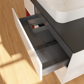 Тумба под раковину Villeroy & Boch Finion 120х50,1 см с подсветкой МДФ глянцевый белый лак/стекло черное матовое G412HBGF