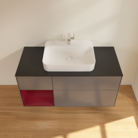 Тумба под раковину Villeroy & Boch Finion 120х50,1 см с подсветкой МДФ антрацит матовый лак/стекло черное матовое G412HBGK