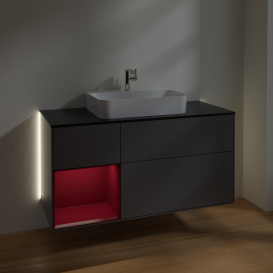 Тумба под раковину Villeroy & Boch Finion 120х50,1 см с подсветкой МДФ антрацит матовый лак/стекло черное матовое G412HBGK