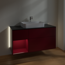 Тумба под раковину Villeroy & Boch Finion 120х50,1 см с подсветкой МДФ пион матовый лак/стекло черное матовое G412HBHB