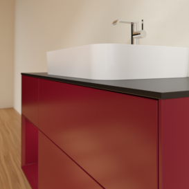 Тумба под раковину Villeroy & Boch Finion 120х50,1 см с подсветкой МДФ пион матовый лак/стекло черное матовое G412HBHB