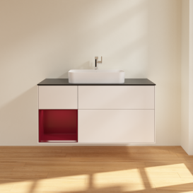 Тумба под раковину Villeroy & Boch Finion 120х50,1 см с подсветкой МДФ белый матовый лак/стекло черное матовое G412HBMT