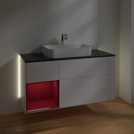 Тумба под раковину Villeroy & Boch Finion 120х50,1 см с подсветкой МДФ белый матовый лак/стекло черное матовое G412HBMT