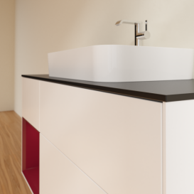 Тумба под раковину Villeroy & Boch Finion 120х50,1 см с подсветкой МДФ белый матовый лак/стекло черное матовое G412HBMT