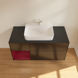 Тумба под раковину Villeroy & Boch Finion 120х50,1 см с подсветкой МДФ черный матовый лак/стекло черное матовое G412HBPD