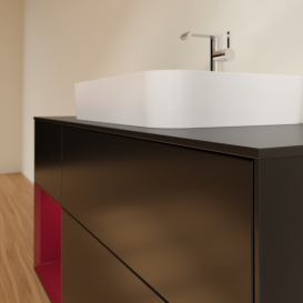 Тумба под раковину Villeroy & Boch Finion 120х50,1 см с подсветкой МДФ черный матовый лак/стекло черное матовое G412HBPD