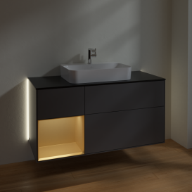 Тумба під раковину Villeroy & Boch Finion 120х50,1 см із підсвічуванням МДФ антрацит матовий лак/скло чорне матове G412HFGK
