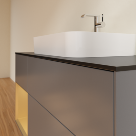 Тумба під раковину Villeroy & Boch Finion 120х50,1 см із підсвічуванням МДФ антрацит матовий лак/скло чорне матове G412HFGK