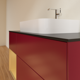 Тумба под раковину Villeroy & Boch Finion 120х50,1 см с подсветкой МДФ пион матовый лак/стекло черное матовое G412HFHB