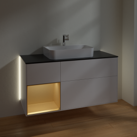 Тумба під раковину Villeroy & Boch Finion 120х50,1 см с подсветкой МДФ білий матовий лак/скло чорне матове G412HFMT