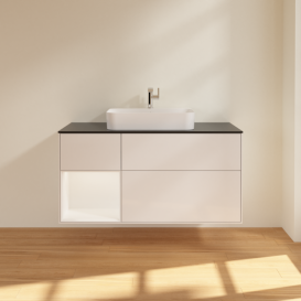 	Тумба под раковину Villeroy & Boch Finion 120х50,1 см с подсветкой МДФ глянцевый белый лак/стекло черное матовое G412MTGF