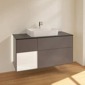 Тумба под раковину Villeroy & Boch Finion 120х50,1 см с подсветкой МДФ антрацит матовый лак/стекло черное матовое G412MTGK