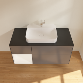 Тумба под раковину Villeroy & Boch Finion 120х50,1 см с подсветкой МДФ антрацит матовый лак/стекло черное матовое G412MTGK