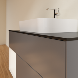 Тумба под раковину Villeroy & Boch Finion 120х50,1 см с подсветкой МДФ антрацит матовый лак/стекло черное матовое G412MTGK